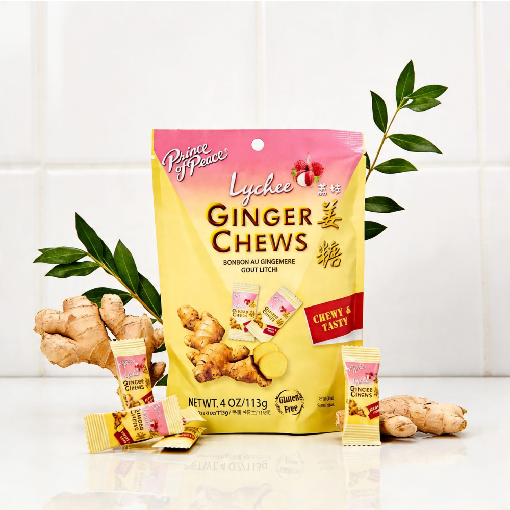Prince of Peace Ginger Chews Variety Pack of 5 Bundle, 1 of each (Original, Mango, Lemon, Blood Orange, Lychee)
