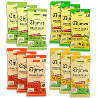 Chimes Ginger Chews Variety Pack of 12 Bundle (Original, Mango, Lemon, Orange)