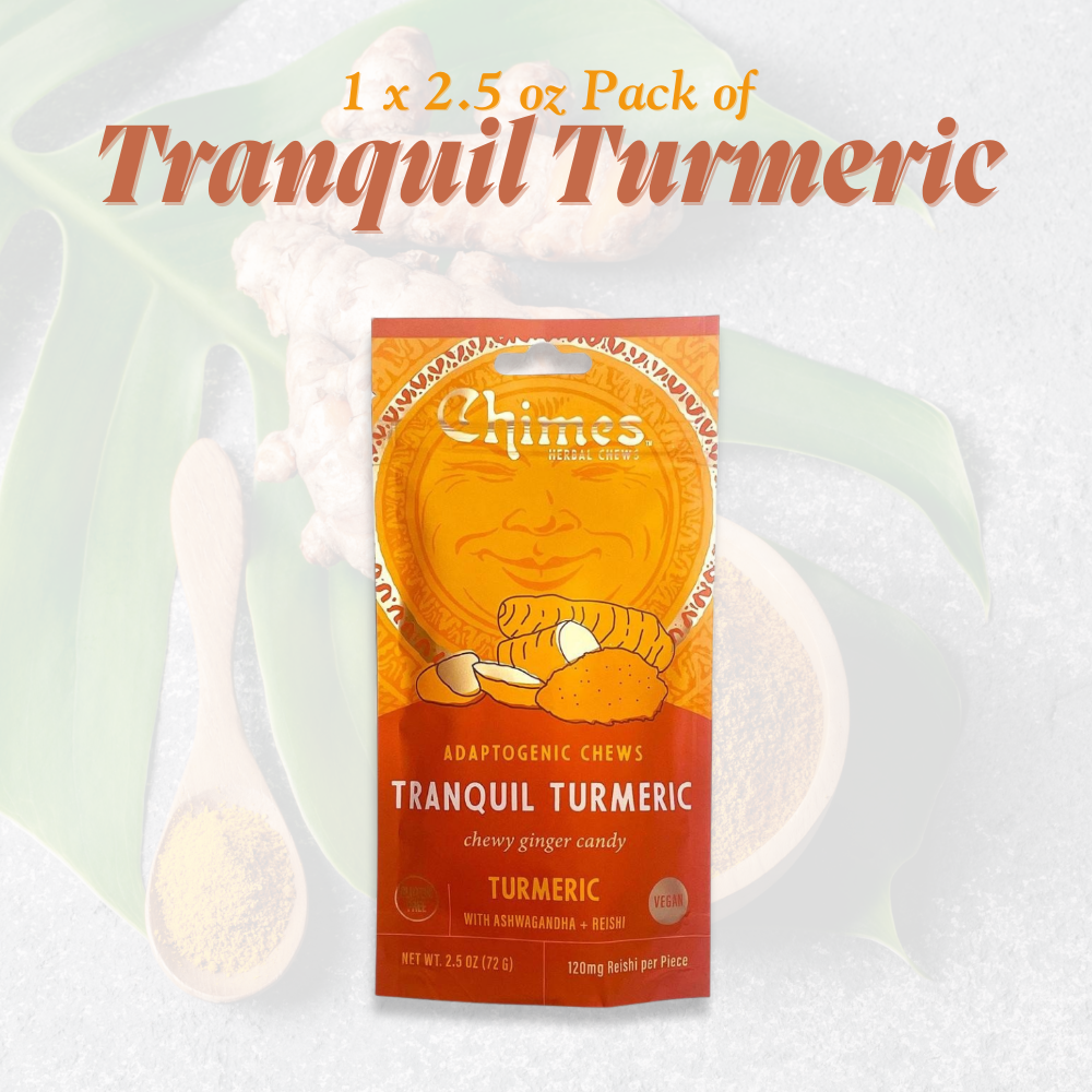 Chimes Adaptogen Ginger Chews Variety Pack of 2, Tranquil Turmeric and Calmer Cacao