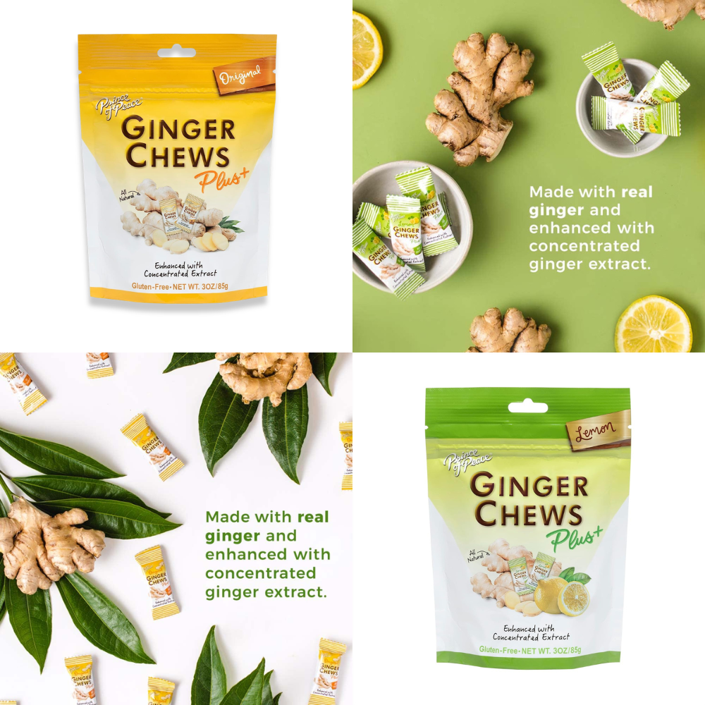Prince of Peace Ginger Chews Variety Pack of 2 Bundle, 1 of each (Original Plus+ & Lemon Plus+)