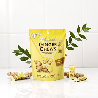 Prince of Peace Ginger Chews Variety Pack of 4 Bundle, 1 of each (Original, Mango, Lemon, Blood Orange)