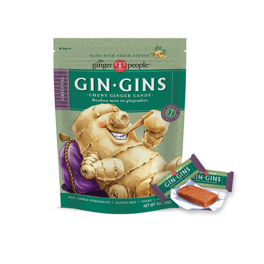 Gin Gins Ginger Chews Variety Pack of 3 Bundle - 1 of each flavor (Original, Spicy Apple, Peanut)
