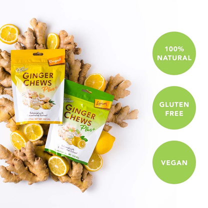 Prince of Peace Ginger Chews Variety Pack of 2 Bundle, 1 of each (Original Plus+ & Lemon Plus+)