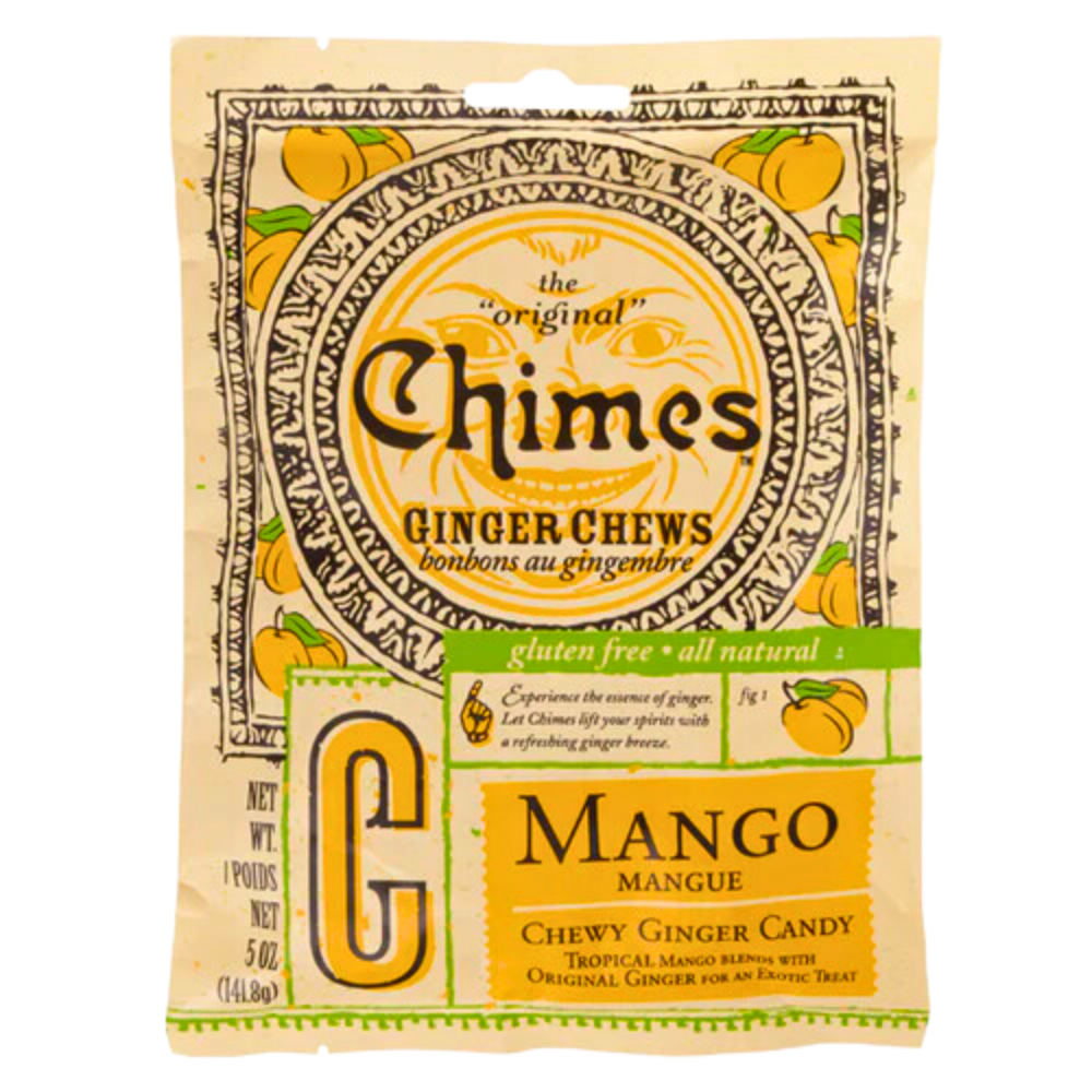 Chimes Ginger Chews Large Variety Pack of 5 (Original, Mango, Orange, Peppermint, Peanut Butter)
