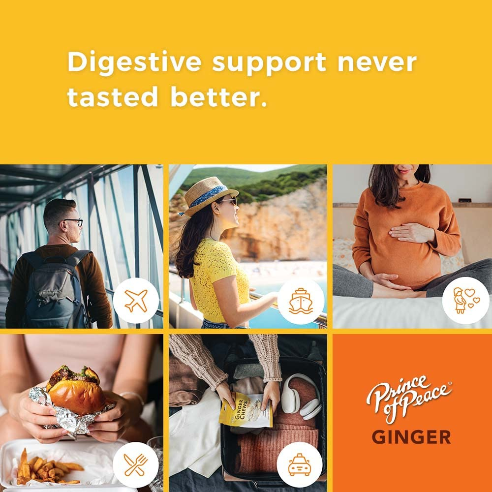 Prince of Peace Ginger Chews Variety Pack of 2 Bundle, 1 of each (Original Plus+ & Lemon Plus+)