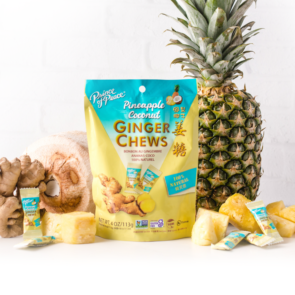 Prince of Peace Ginger Chews Variety Pack of 5 Bundle, 1 of each (Original, Mango, Lemon, Blood Orange, Pineapple)