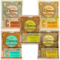 Chimes Ginger Chews Large Variety Pack of 5 (Original, Mango, Orange, Peppermint, Peanut Butter)