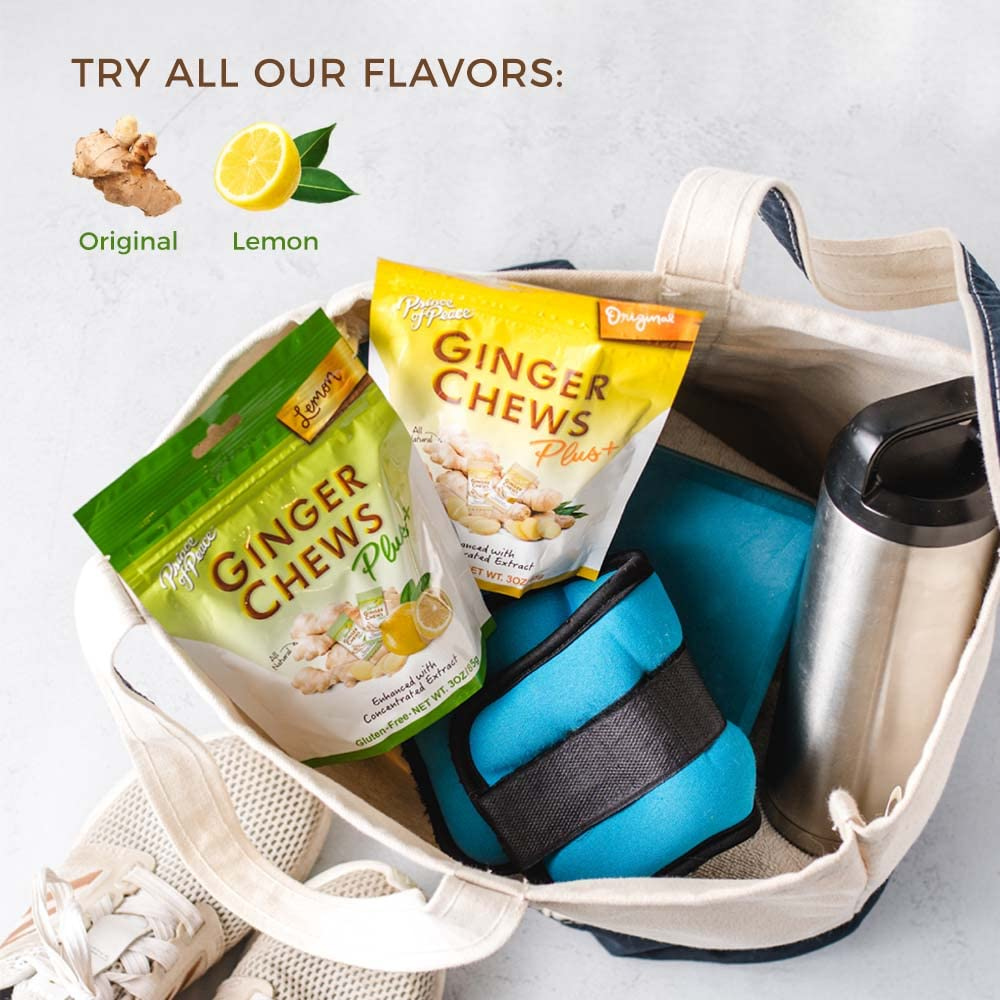 Prince of Peace Ginger Chews Variety Pack of 2 Bundle, 1 of each (Original Plus+ & Lemon Plus+)