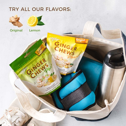 Prince of Peace Ginger Chews Variety Pack of 2 Bundle, 1 of each (Original Plus+ & Lemon Plus+)
